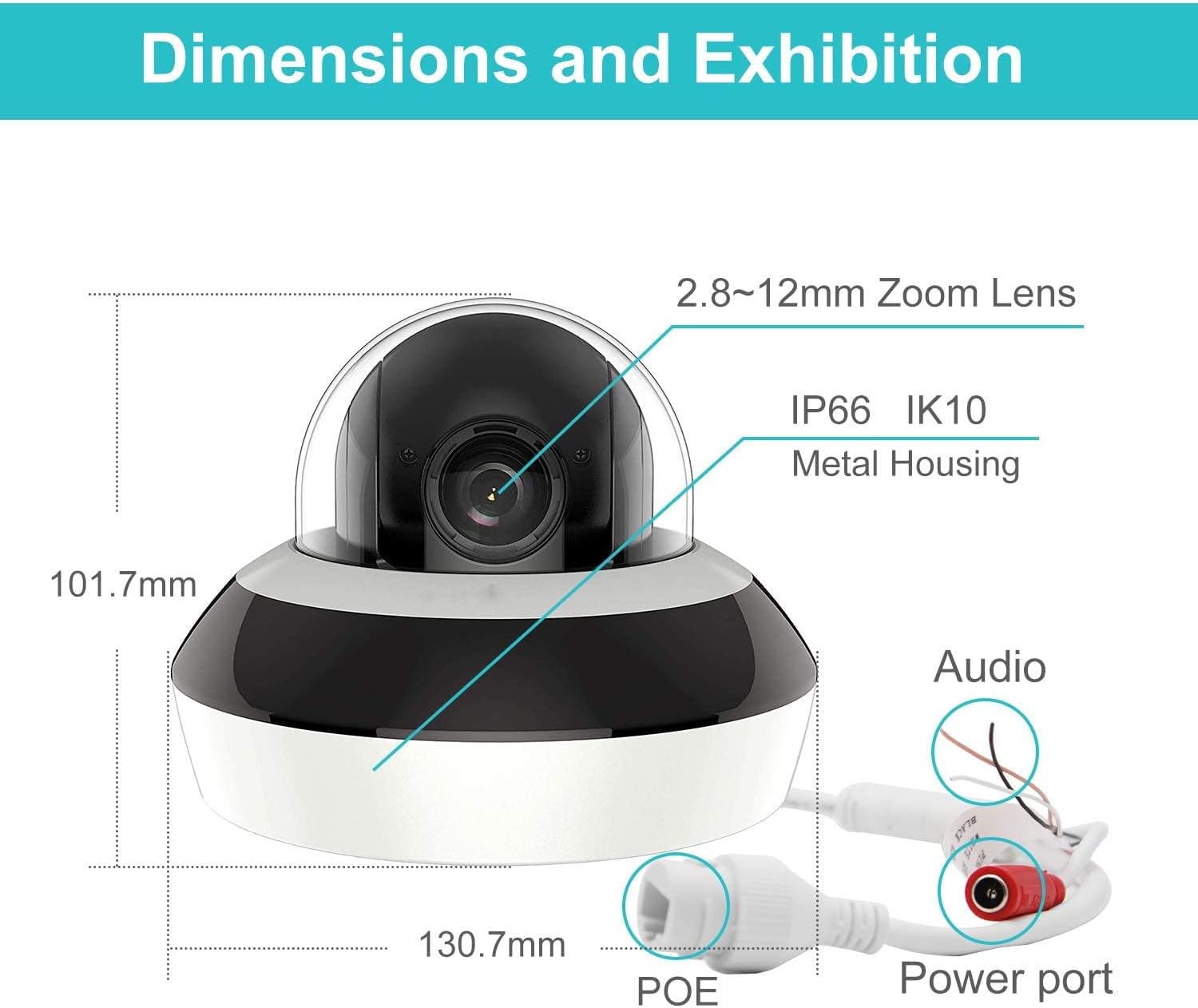 Anpviz 4.0MP POE IP PTZ Dome Camera Compatible with Hikvision ,4X Optical, 16X Digital Zoom, H.265+ Outdoor Mini Security Camera with Audio, Alarm
