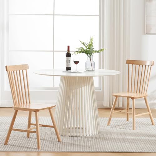 Black Windsor Dining Chairs Set of 2, French Country Solid Wood Side Chair with Spindle Back