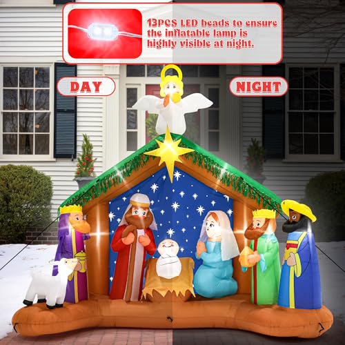 16FT Christmas Inflatable Snowman Outdoor Decorations, Giant Christmas Snowman, Holiday Blow Up Yard Decor with LED Lights