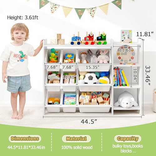 MallBest 4-Tier Kids' Toy Storage Organizer Shelf - 100% Solid Wood