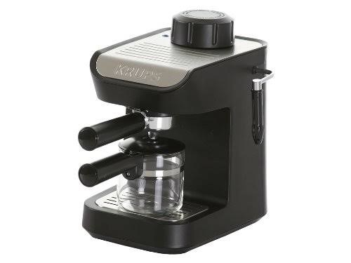 Krups XP1020 Steam Espresso Machine with Glass Carafe, 4-Cup, Black