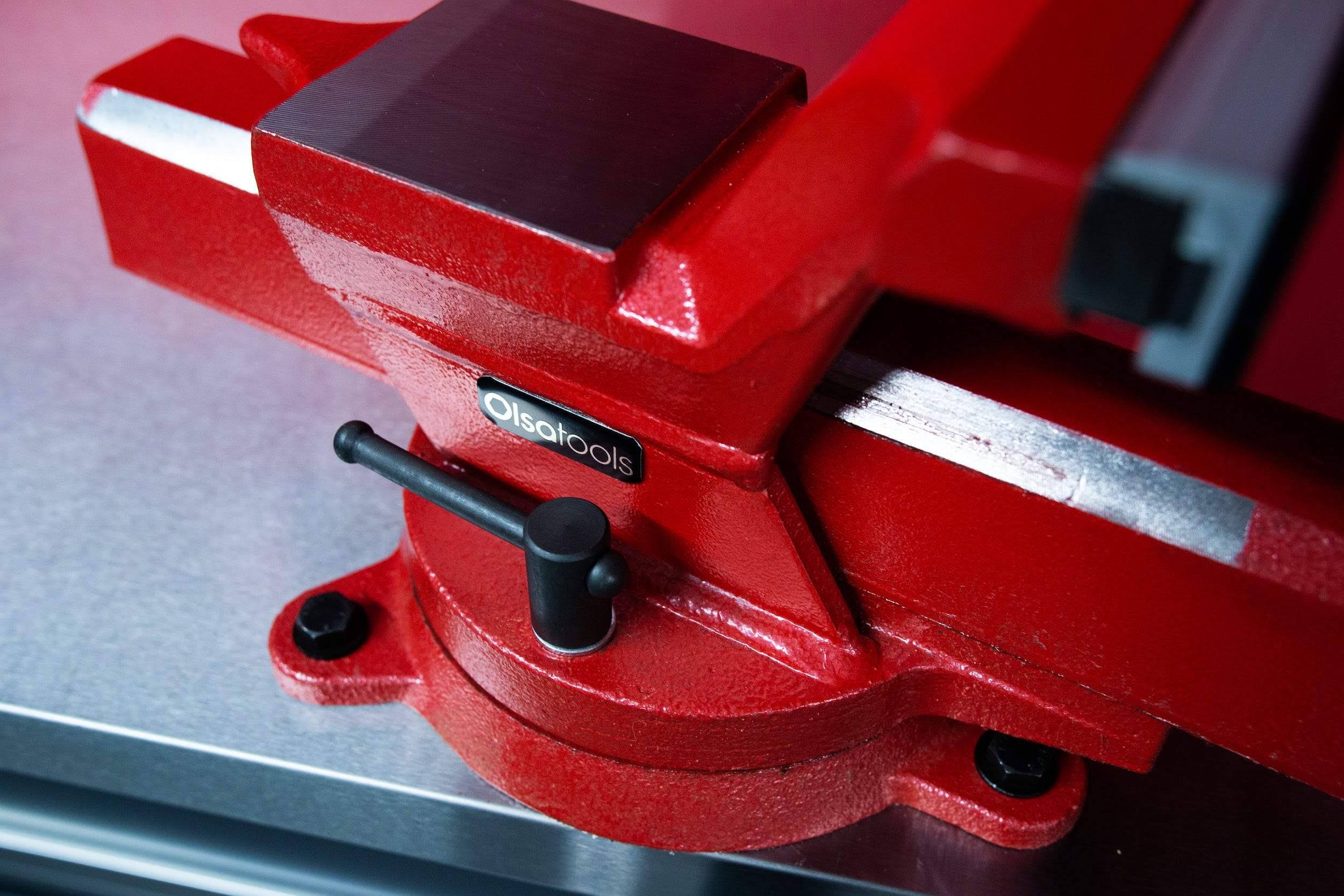 Olsa Tools 4 inch Bench Vise | 360° Swivel Base | 5,500 lb Clamping Force | for