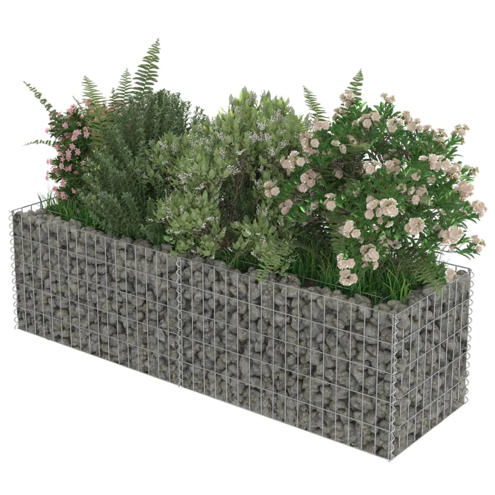 Anself Gabion Raised Bed Planter Galvanized Steel Wire Fencing Patio Flower Plant Basket Stone Fill Mesh Fence for Garden, Backyard