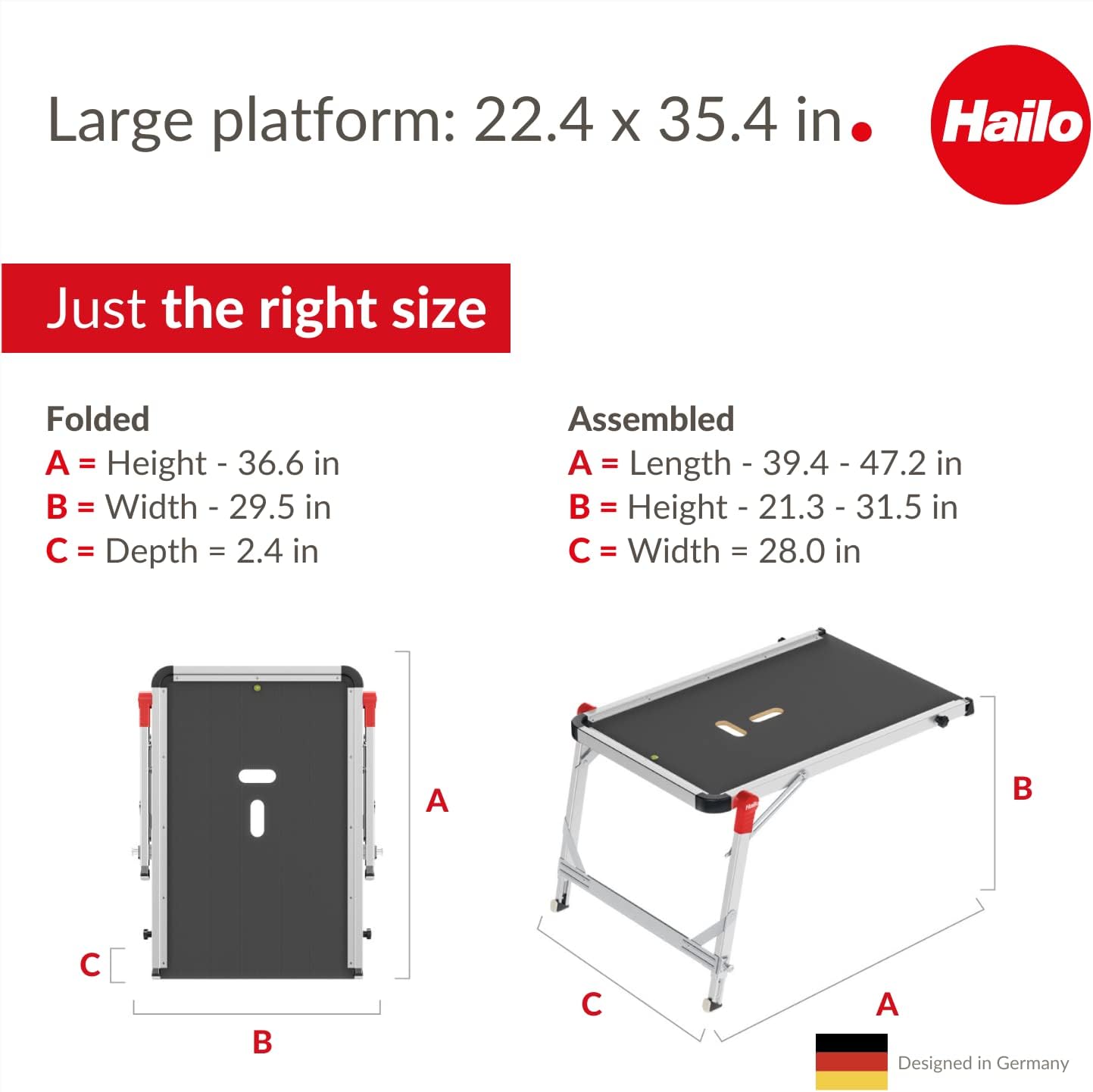 Hailo TP1 Staircase Platform 9940-001, for Use with Step Stools & Step Ladders