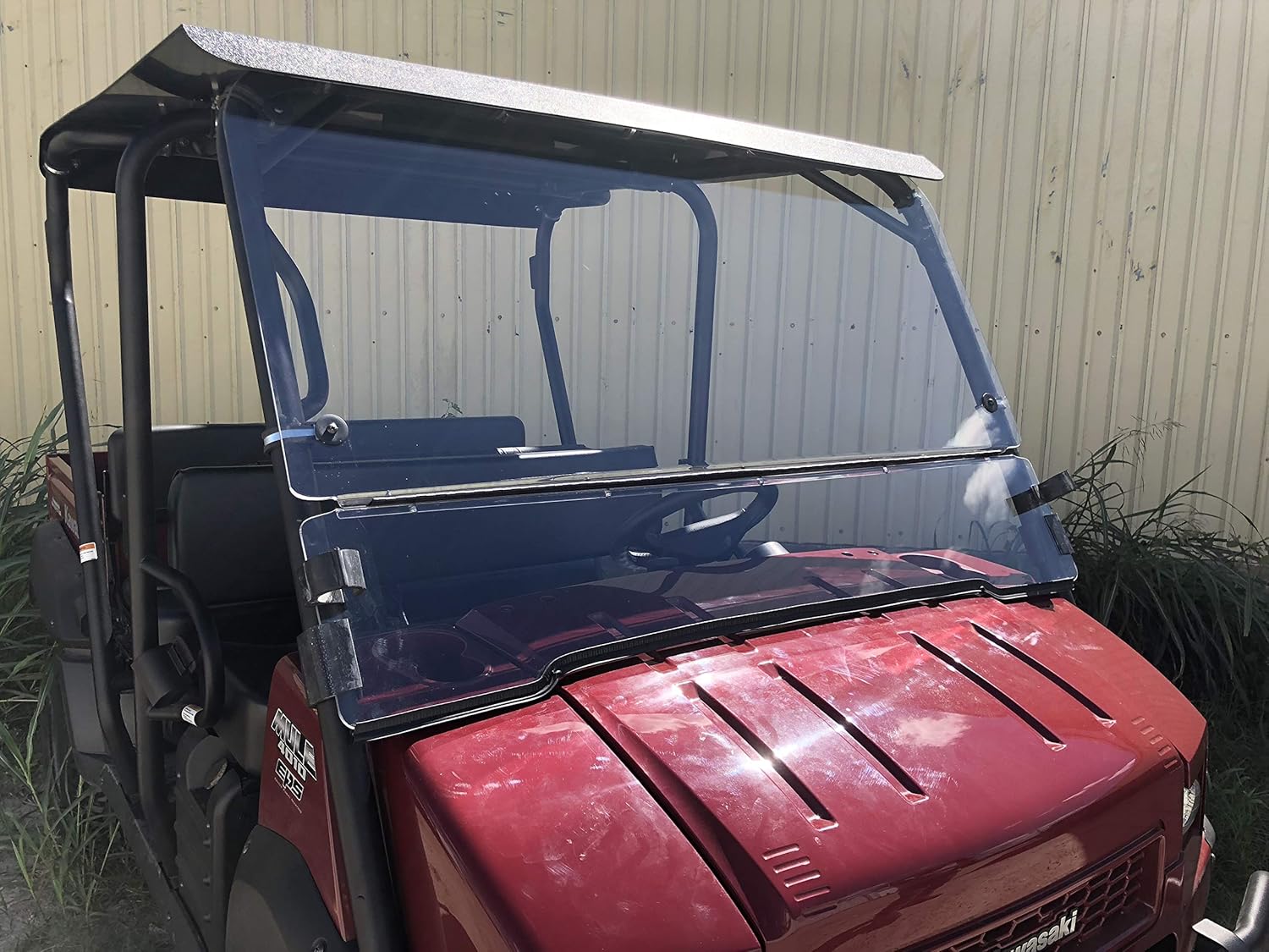 A&S AUDIO AND SHIELD DESIGNS 2009-2021 KAWASAKI MULE 4000,4010 TRANS 3/16 POLYCARBONATE FLIP UP WINDSHIELD