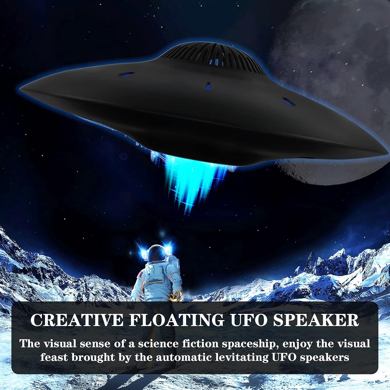 Magnetic Levitating Bluetooth Speaker, RUIXINDA Levitating UFO Speakers with LED Lights Base 360 Degree Rotation