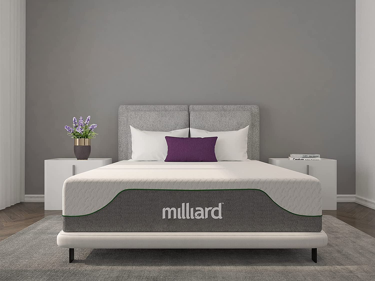 Milliard 10 inch Firm Memory Foam Mattress Bed-in-a-Box/Pressure Relieving, Classic (Queen)