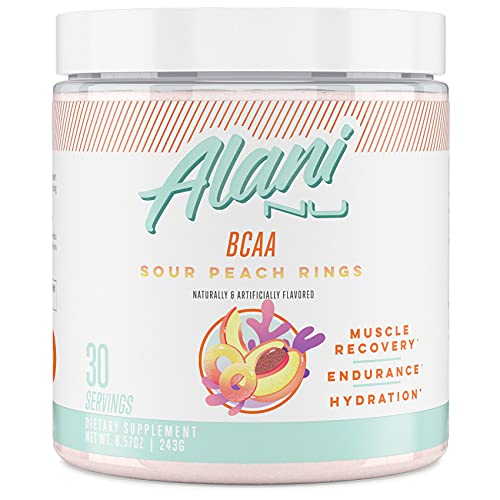 Alani Nu BCAA SOUR PEACH RING | Branch Chain Essential Amino Acids | 2:1:1 Formula | Supplement Powder | Muscle Recovery Vitamins for Post-Workout |