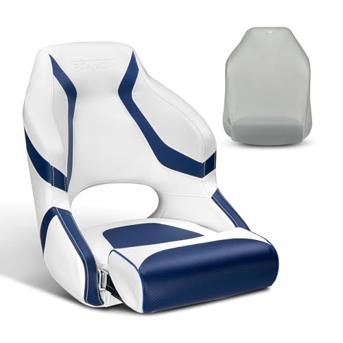 PEXMOR Premium Sport Flip Up Boat Seat Captain Bucket Seat with Boat Seat Cover