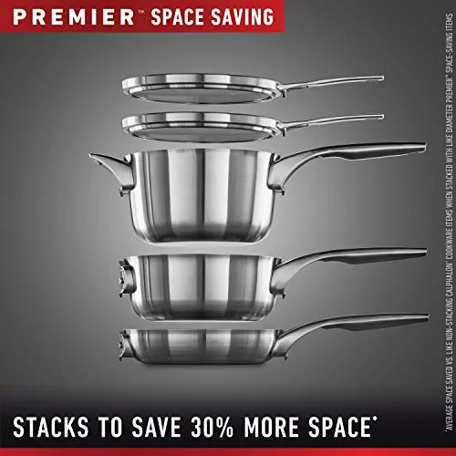 Calphalon Premier Space-Saving Stainless Steel Pots and Pans, 10-Piece Cookware Set