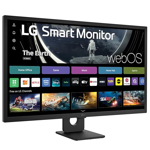 LG 27SR50F-W Smart Monitor 27-Inch FHD (1920x1080) IPS Display, webOS 23, HDR 10, x2 Built-in Speakers, AirPlay 2, Screen Share, Bluetooth, ThinQ App