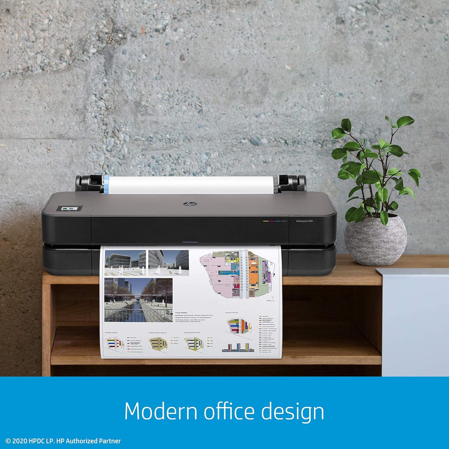 Hewlett Packard DesignJet T250 Large Format Compact Wireless Plotter Printer - 24