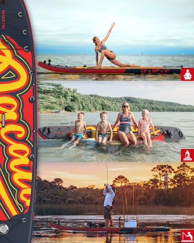 Inflatable Stand Up Paddle Board 12' with Kayak Seat & Dual Paddles &ndash