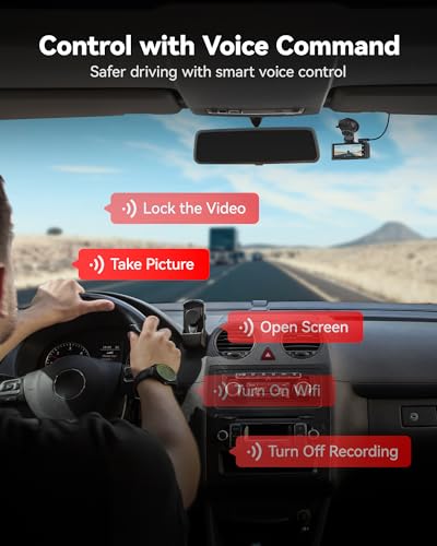 REDTIGER 4K Dash Cam Front and Rear, STARVIS 2 Sensor, Touch Screen 3.18", 128GB Card Included, Voice Control, 5.8GHz WiFi Car Dash Camera, GPS