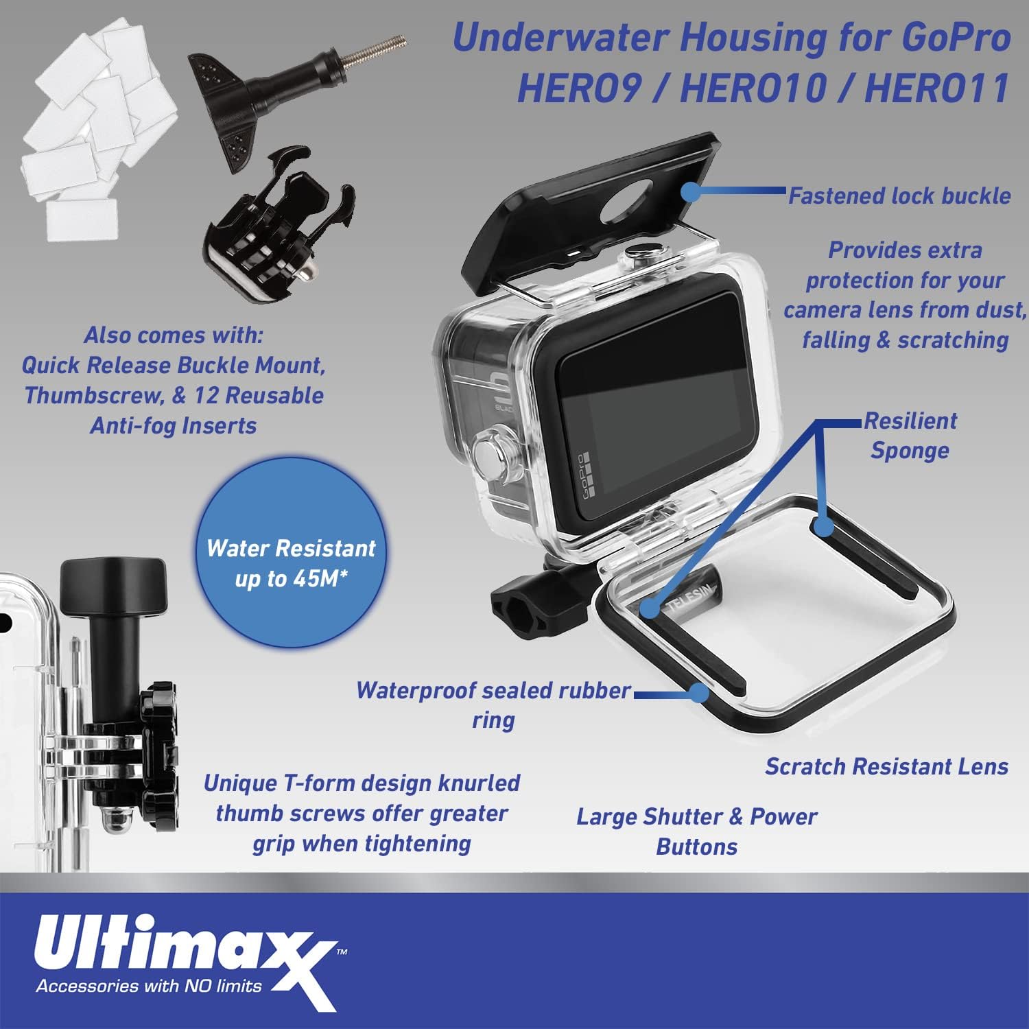 Ultimaxx Premium Bundle + GoPro HERO11 (Hero 11) SanDisk Ultra 64GB microSD Memory Card, Replacement Battery, 40M Underwater LED Light w/Bracket