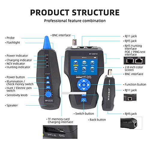 Noyafa NF-8601W Multi-functional LCD Network Cable Tester