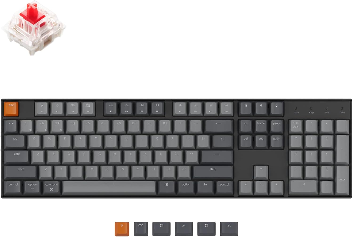 Keychron K10 Full Size 104 Keys Bluetooth Wireless/USB Wired Mechanical Gaming Keyboard for Mac with Gateron G Pro Brown Switch/Multitasking/White
