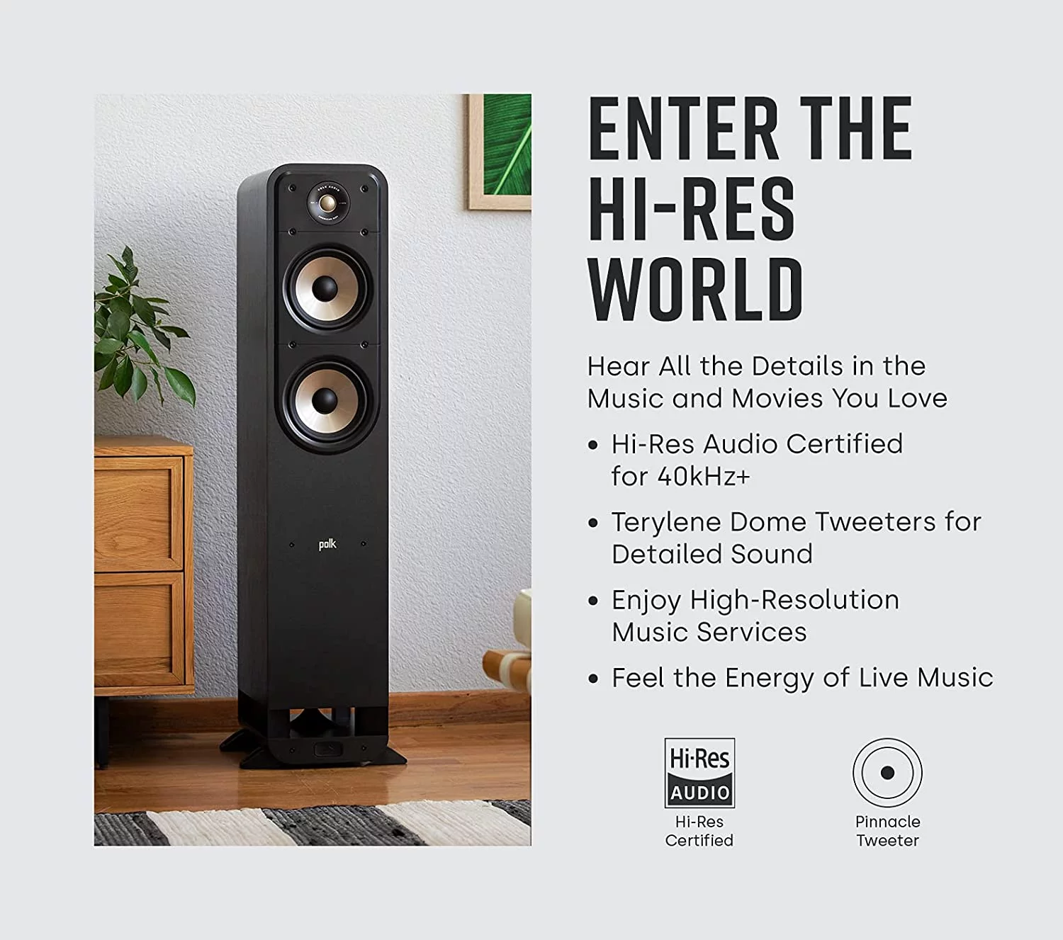Polk Signature Elite ES60 Tower Speaker - Stunning Black - Radiant Selections