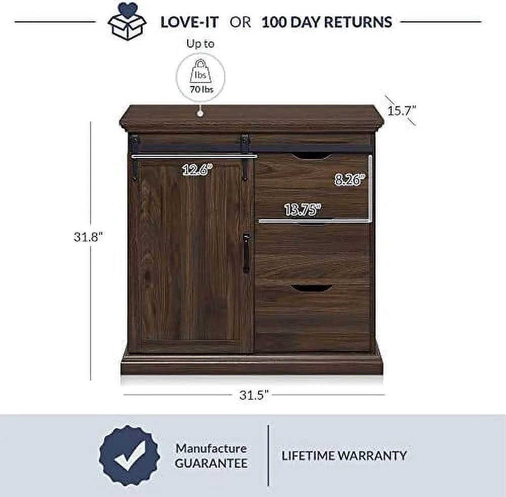 JDZHAPPYLIFE Sideboard Buffet Cabinet with  Console Table Coffee   Cabinet with 1 Sliding Barn Door and 3 Drawers for Living Room Kitchen Dinning