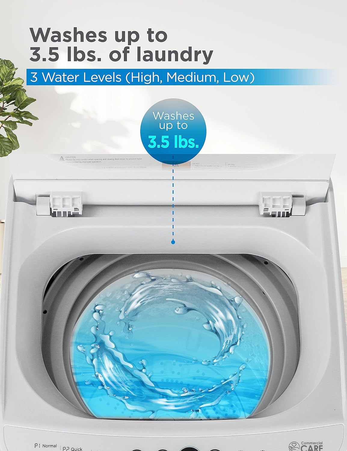0.9 Cu. Ft. Portable Washing Machine, Compact Washing Machine with 6 Wash Cycles, Portable Clothes Washer Featuring 3 Water Levels