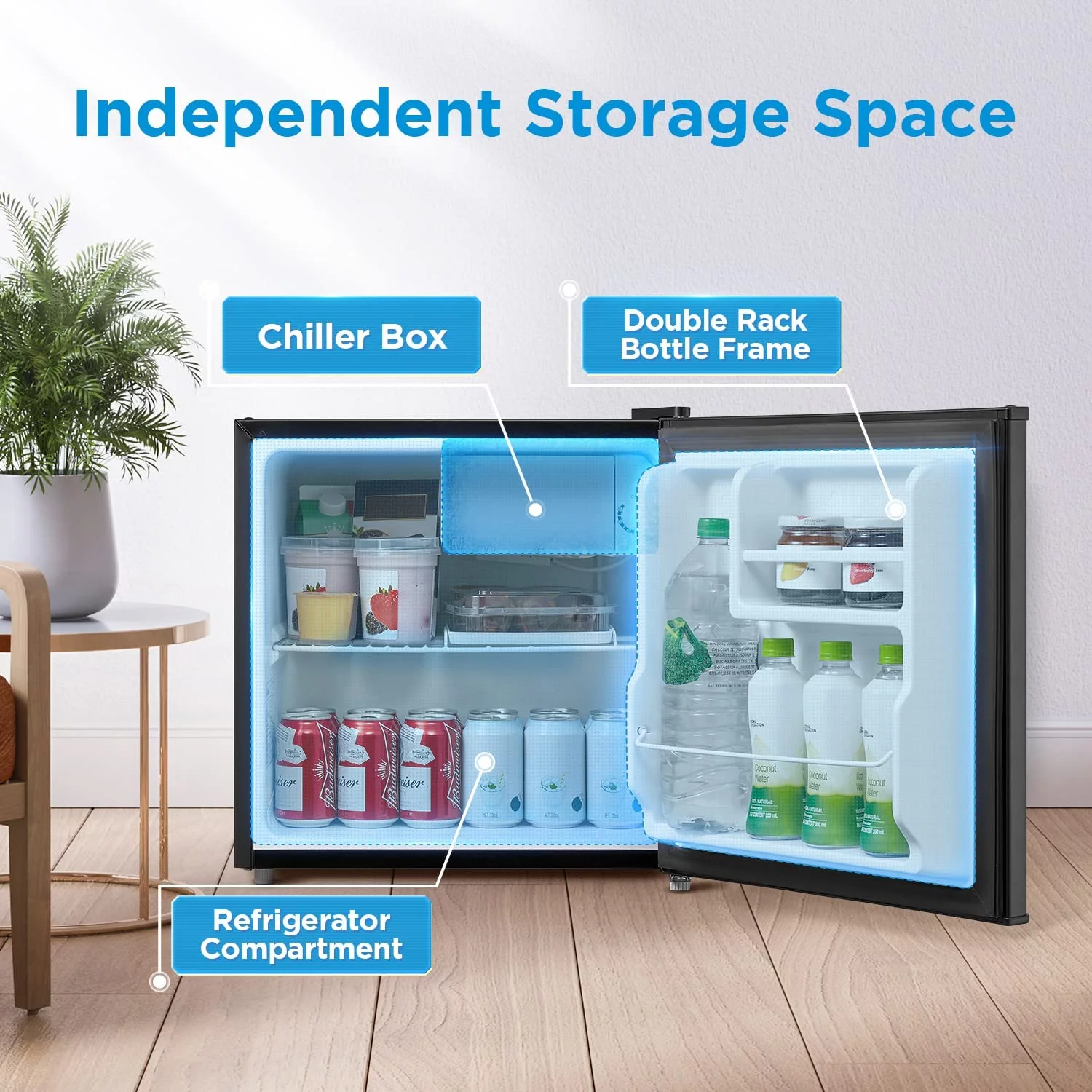 Excellent Midea WHS-65LB1 Compact Single Reversible Door Refrigerator  1.6 Cubic Feet(0.045 Cubic Meter)  Black