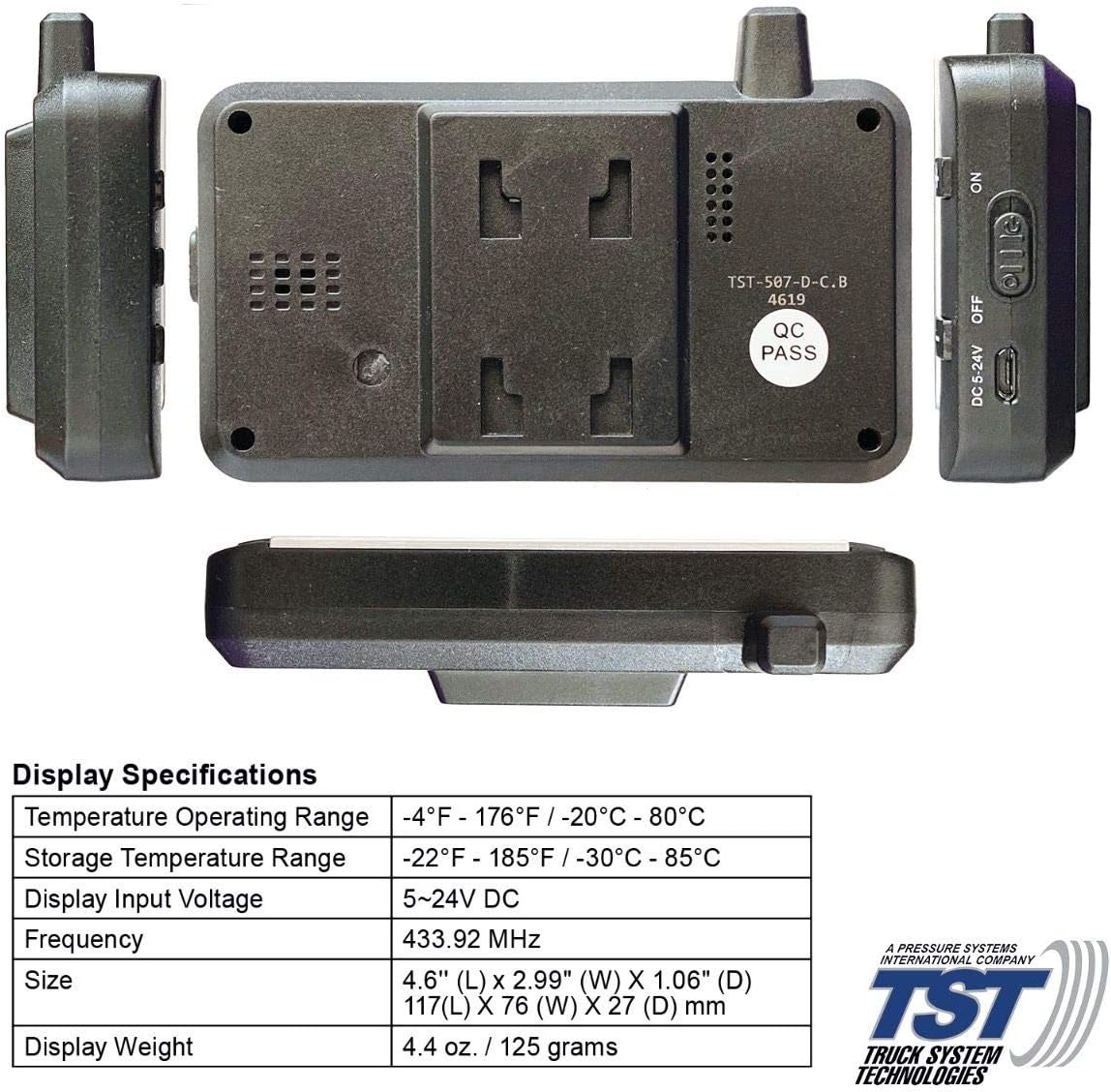 Truck System Technologies TST 507 Series 4 RV Cap Sensor TPMS with Color Display and Repeater (TST-507-RV-4-C)