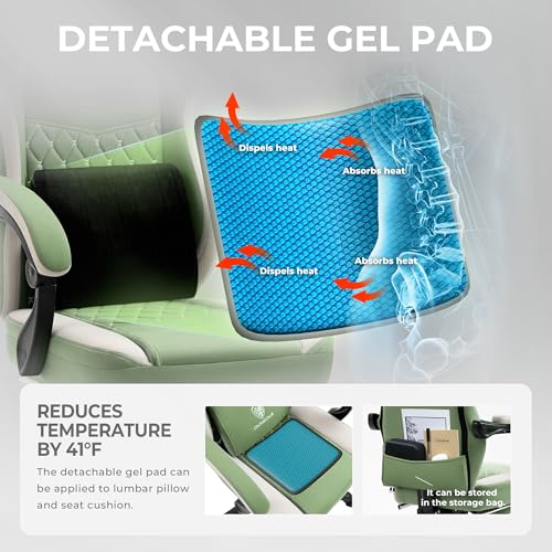 Dowinx Gaming Chair Breathable Fabric Computer Chair with Pocket Spring Cushion, Comfortable Office Chair with Gel Pad and Storage Bag
