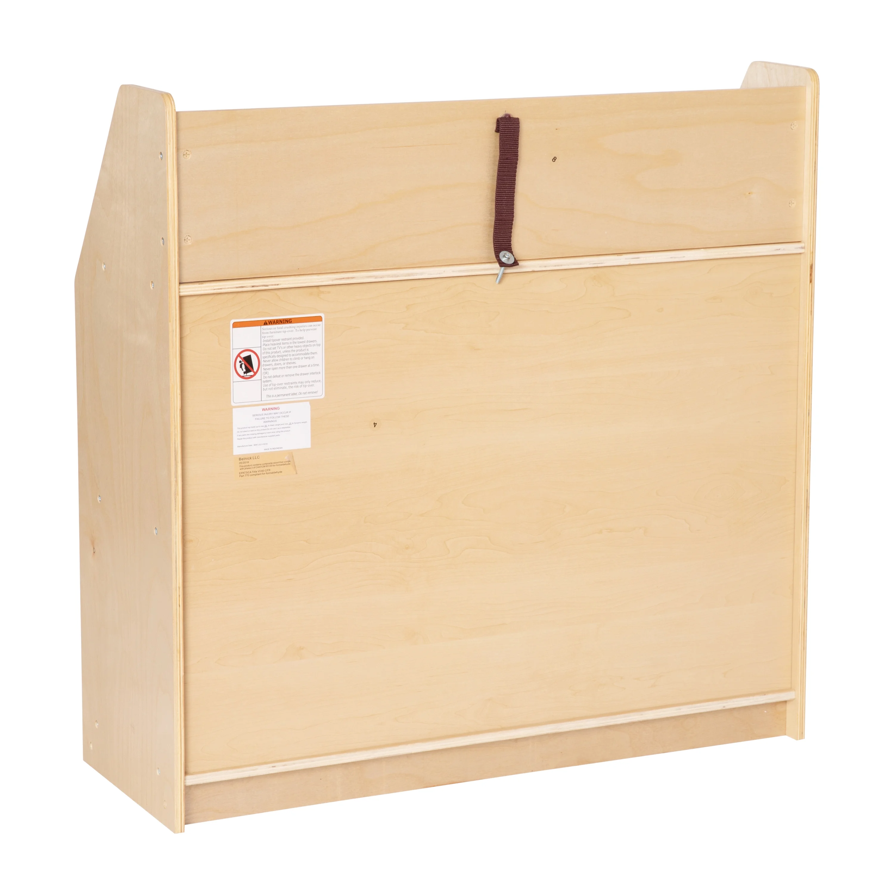BizChair Natural Wooden 3 Shelf Book Display with Safe, Kid Friendly Curved Edges - Commercial Grade for Daycare, Classroom or Playroom Storage