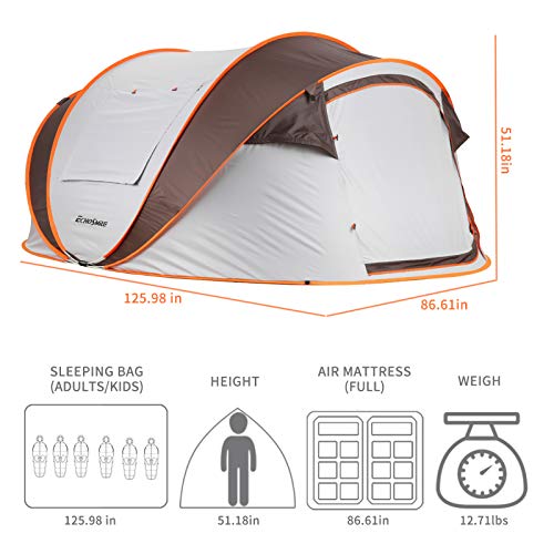 EchoSmile Camping Instant Pop Up Tent, 2/4/6/8/10 Person, Water Resistant Dome, Easy Setup for Camping Hiking and Outdoor, Portable with Carry Bag
