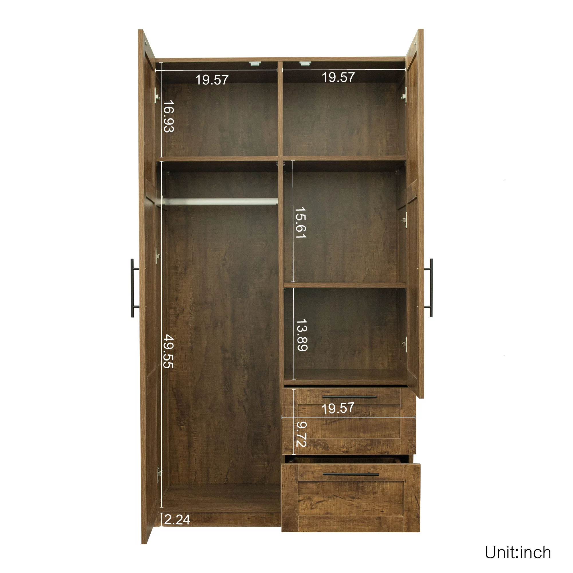 Freestanding Large Storage Cabinet, High Wardrobe and Kitchen Sideboard, Oak
