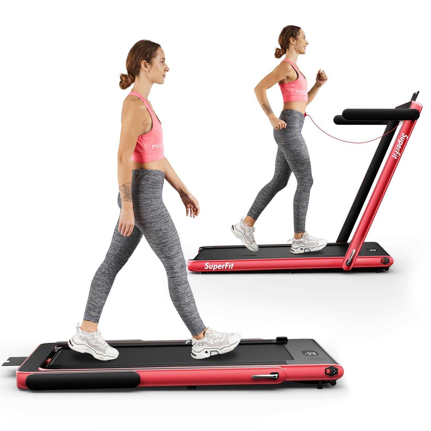 Goplus 2 in 1 Folding Treadmill, 2.25HP Superfit Under Desk Electric Treadmill, Installation-Free Control and LED - Sports Supplies Online Store
