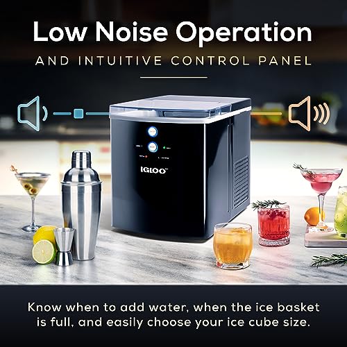 Igloo Electric Countertop Ice Maker Machine - Automatic and Portable - 33 Pounds in 24 Hours - Icecube Maker - Plastic Scoop and Basket