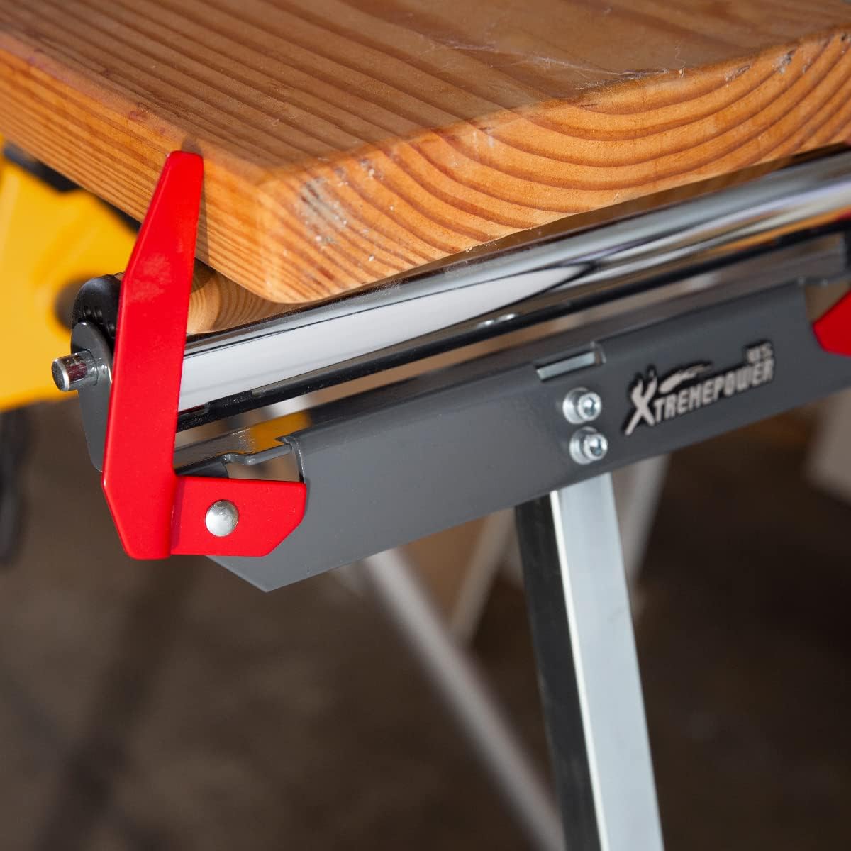 XtremepowerUS 65074 Folding Roller Stand 250 LBS Load Capacity Saw Horse Height Adjustable 250 LBS Load Capacity Grey Saw Table Miter Portable Pack