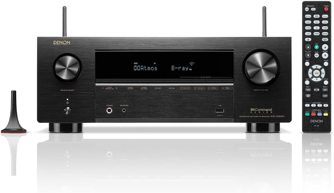 Denon AVR-X2800H 7.2 Ch Receiver - 8K UHD Home Theater AVR (95W X 7), Wireless Streaming via Built-in HEOS, Bluetooth & Wi-Fi, Dolby Atmos