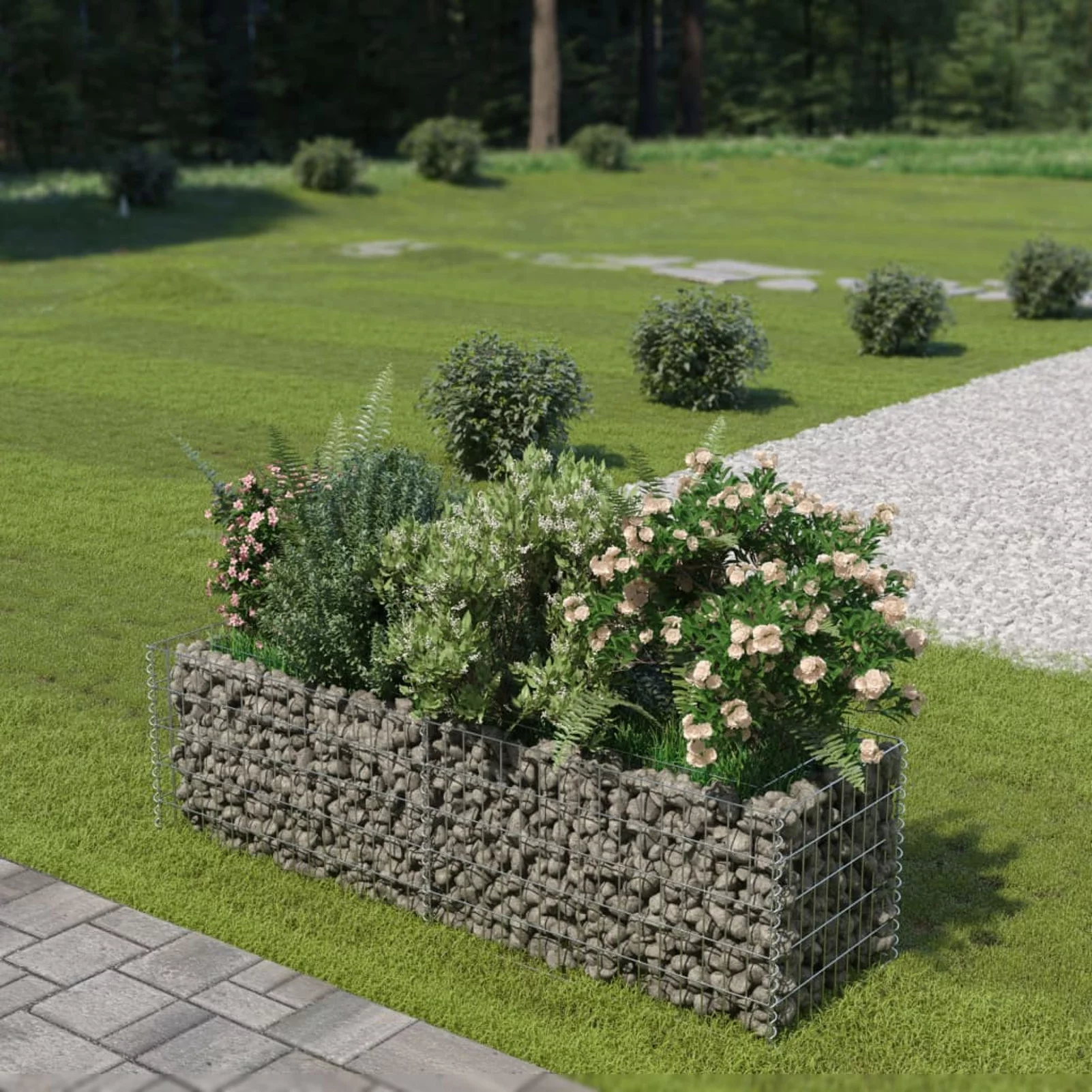 Anself Gabion Raised Bed Planter Galvanized Steel Wire Fencing Patio Flower Plant Basket Stone Fill Mesh Fence for Garden, Backyard