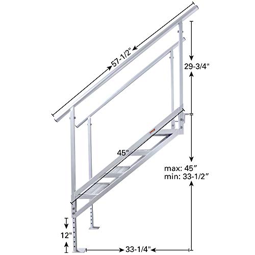 Extreme Max 3005.4333 Jumbo-Tread Universal Mount Dock Stairs with Railing - 5-Step
