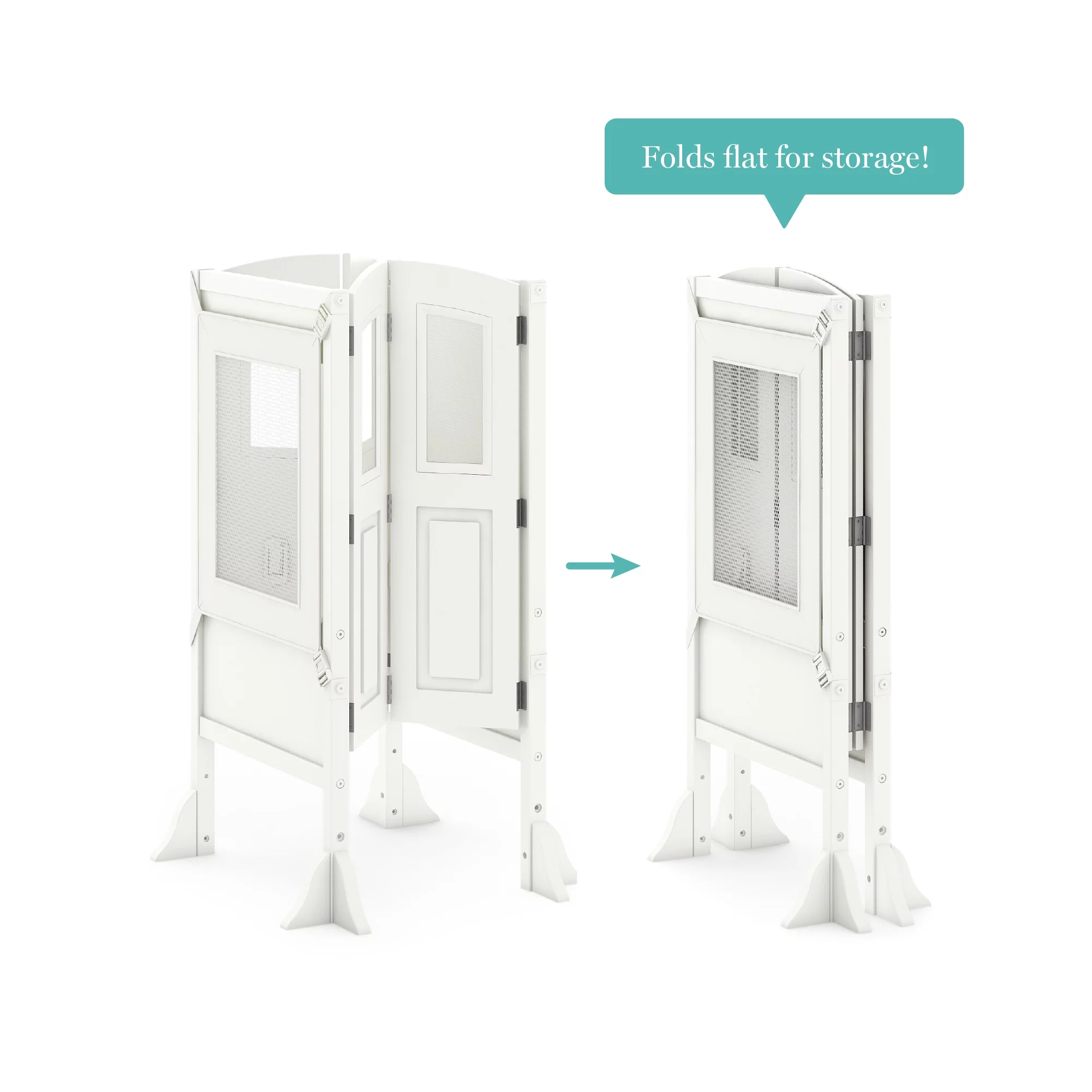 Martha Stewart Kitchen Helper® Stool by Guidecraft with 2 Keepers - White: Foldable, Wooden