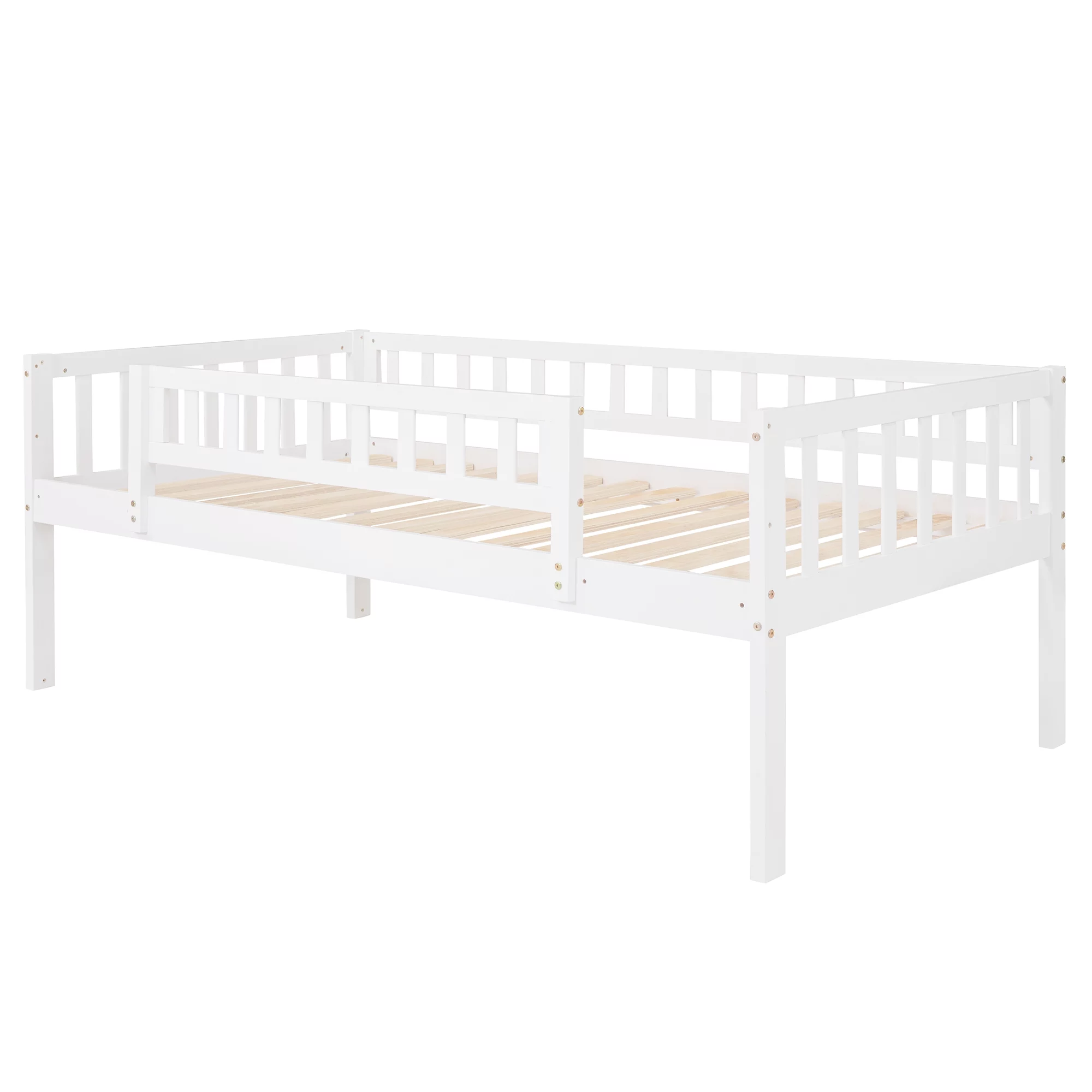 Bellemave Triple Bunk Bed with Slide, Wood Twin Over Twin Over Twin 3 Bunk Bed with Built-In Ladder and Guardrails, Triple Bed for Kids, Teens, Boys