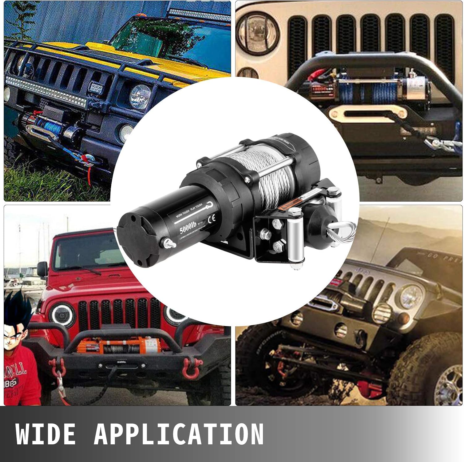 VEVOR Truck Winch 5000lbs Electric Winch Cable Steel 12V Power Winch Jeep Winch with Wireless Remote Control and Powerful Motor for UTV ATV & Jeep