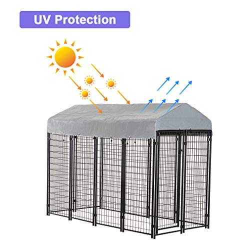 BestPet 8 x 4 x 6 Ft Dog Kennel Outdoor Dog Pen Playpen House Heavy Duty Dog Crate Metal Galvanized Welded Pet Animal Camping Cage Fence with