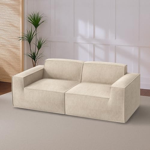 Marsail 142" Oversized Deep U Shaped Modular Sofa, Corduroy Cloud Couches with Deep Seats and High-Back Design