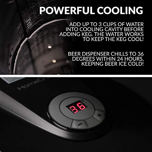 Homecraft Black Stainless Steel Easy-Dispensing Tap Beer Cooling System, Includes Reusable Growler