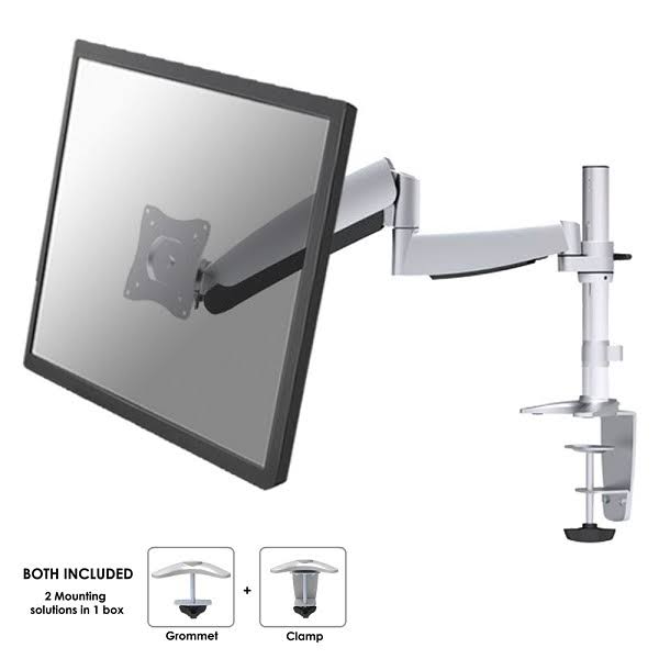 Newstar Full Motion Desk Mount Clamp for 10-30 Monitor Screen Height Adjustable Gas Spring - Silver
