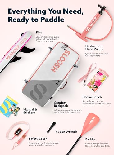 SLOOSH Inflatable Stand Up Paddle Board, 10'6" Inflatable Paddle Boards with Premium Accessories, Non-Slip EVA Deck, Ultra-Light Carry Bag Pump