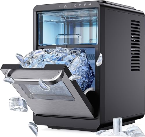 Silonn Crescent Ice Maker Countertop, Slow Melting & Crystal-Clear Ice, Self-Cleaning Ice Machine with Adjustable Ice Thickness & Timer Function