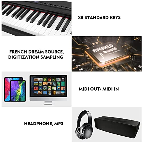 MUSTAR Digital Piano 88 Key Weighted Keyboard Hammer Action, MDP-1200 Weighted Keyboard with Stand