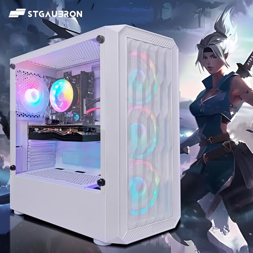 STGAubron Gaming PC Computer Desktop, GeForce RTX 2060 Super 8G, Intel Core I7 8th up to 4.1GHz, 16G DDR4, 1T SSD, WiFi 6 & BT 5.2, RGB Fan x6