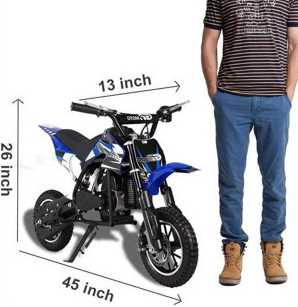 Kids Mini 50CC Gas Dirt Bike, DB1 Model 2 Stroke Ride on Bike with Off-Road Tire, Shocks, Pull Start, Oil Mixed Required, Support Up to 165lbs