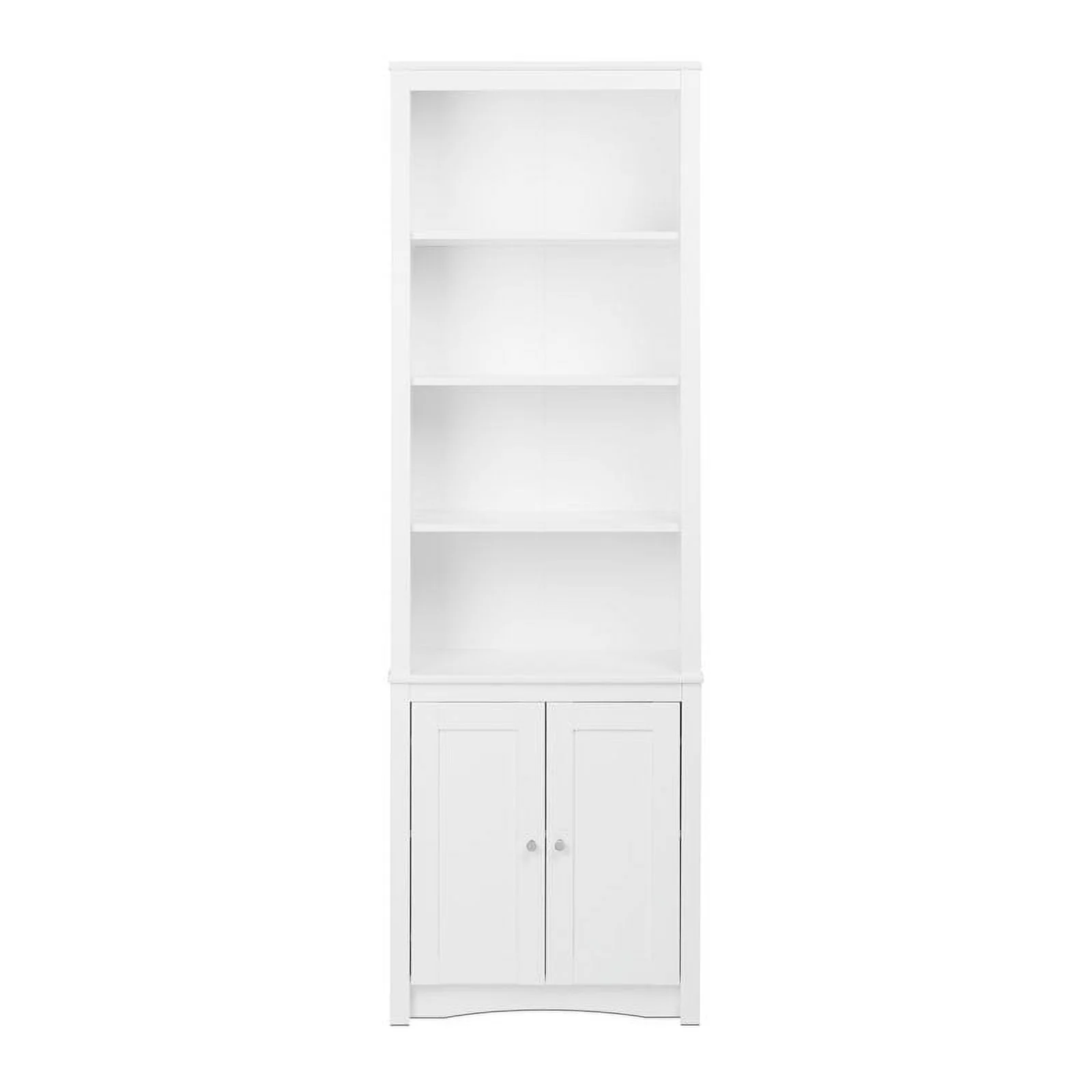 Prepac Tall 6 Shelf Bookcase with 2 Shaker Doors, White
