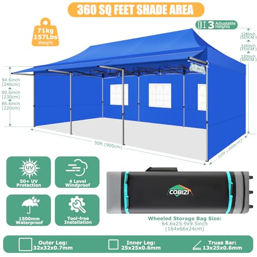 COBIZI 10x10 Pop Up Canopy Tent with Awning